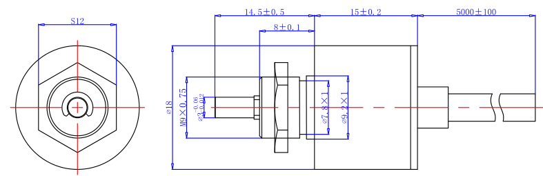 CAZD-18角度傳感器外形尺寸圖 CAZD-18角度傳感器外形尺寸圖