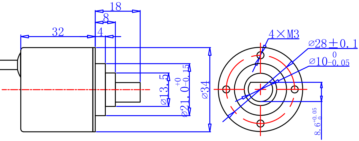 CAZD-34角度傳感器外形尺寸圖2 CAZD-34角度傳感器外形尺寸圖2