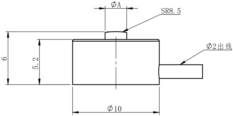 微型壓力傳感器CAZF-Y10外形尺寸圖 微型壓力傳感器CAZF-Y10外形尺寸圖