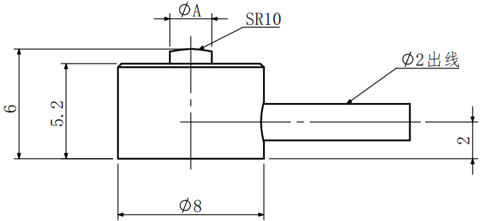微型壓力傳感器CAZF-Y8外形尺寸圖 微型壓力傳感器CAZF-Y8外形尺寸圖