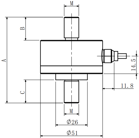 拉壓力傳感器CAZF-LY51尺寸圖 拉壓力傳感器CAZF-LY51尺寸圖