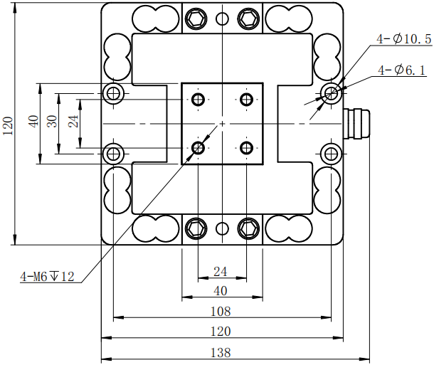 CAZF-3D120三維力傳感器外形尺寸圖 CAZF-3D120三維力傳感器外形尺寸圖1